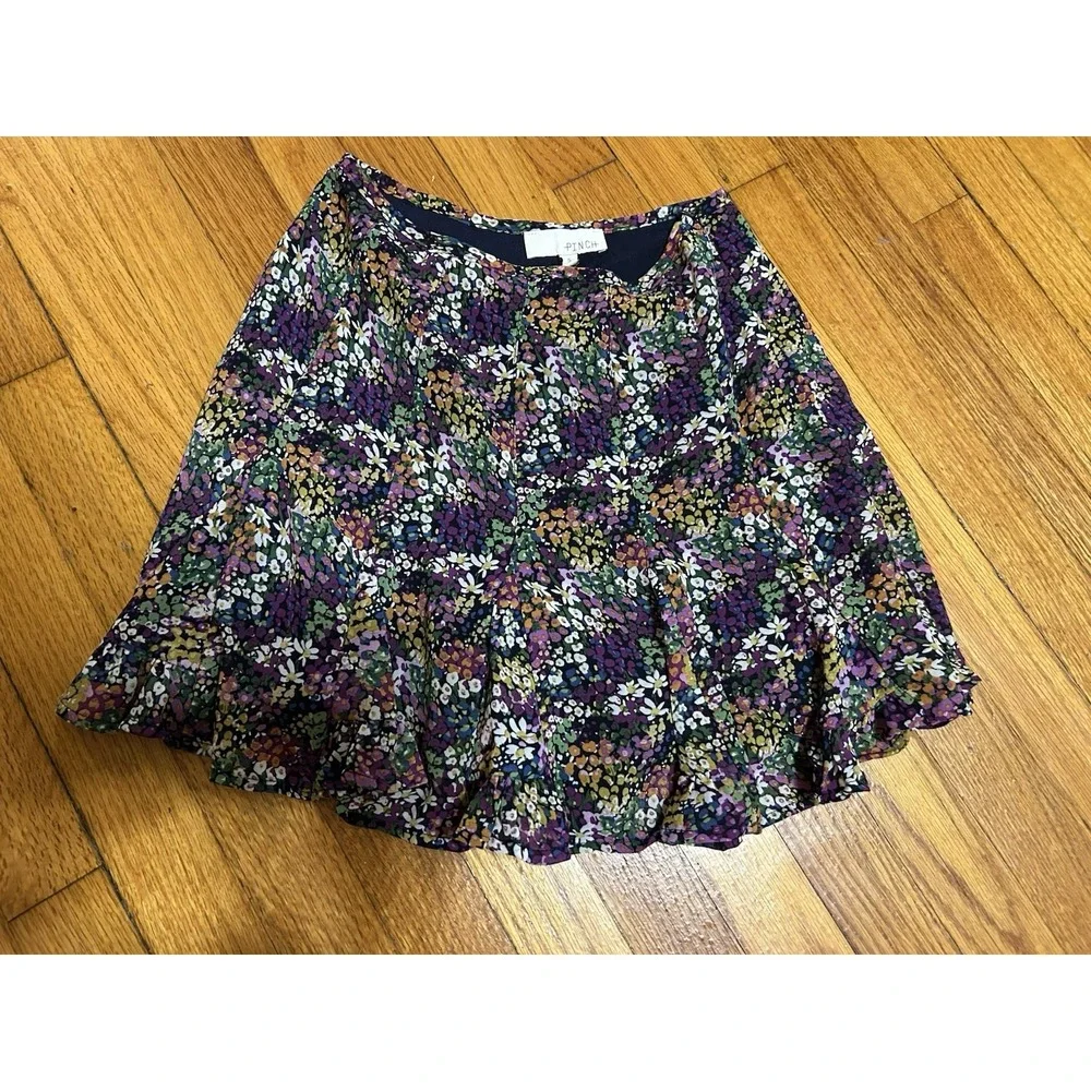 Pinch Skirt Size Small Multicolor Dainty Floral Pattern Boho Pleated Swing